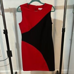 Calvin Klein Black & Red Sheath Dress